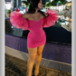 Hot Pink Satin Tulle Short Prom Dress Homecoming Dress SH1498