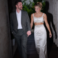 Two Piece A Line Straps Beaded White Satin Prom Dress Wedding Dress SH6432