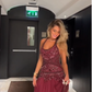 Exquisite A Line Halter Beaded Chiffon Open Back Prom Dress SH5063