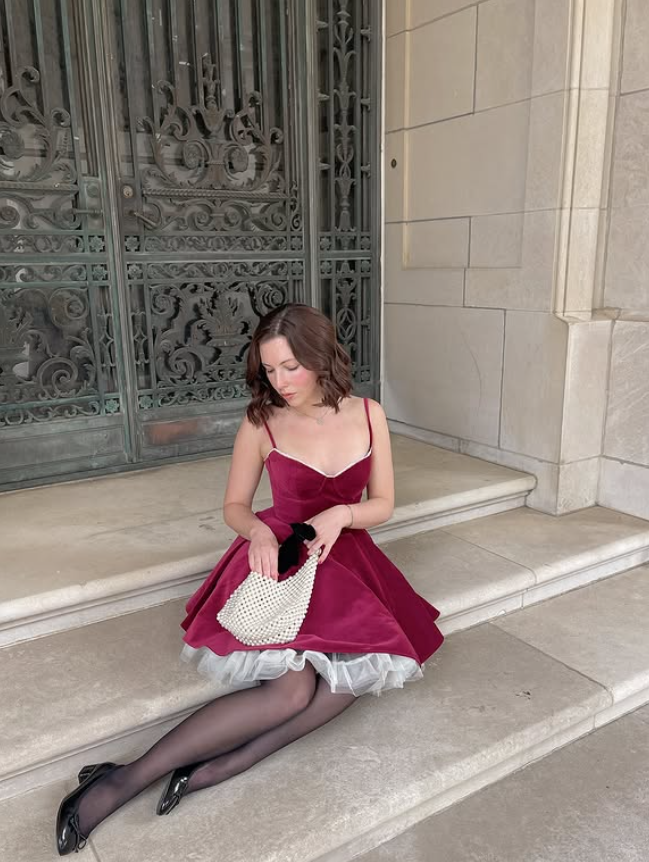 Burgundy A Line Spaghetti Strap Simple Velvet Short Homecoming Dress Outfits SH4863