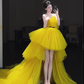 Cute A Line Strapless Layered Yellow Tulle Party Dress Birthday Dress SH2924