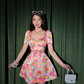 Vintage A Line Pink Print Floral Satin Birthday Dress Homecoming Dress Outfits SH4240