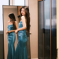 Gentle Mermaid Sweetheart Neck Pleated Blue Satin Party Dress Evening Dress SH2911