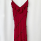 Vintage Burgundy Floral Beaded Ruffles Chiffon Prom Dress Evening Party Gowns SH3536