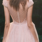 Princess A Line Round Neck Beaded White Lace Tulle Long Prom Dress Evening Dress SH3317