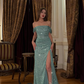 Elegant Blue Shiny A Line Off the Shoulder Sequin Long Evening Dress Prom Dress SH4828