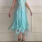Sweety Blue A Line Straps Lace Appliques Chiffon Tea Length Prom Dress Outfits SH5444