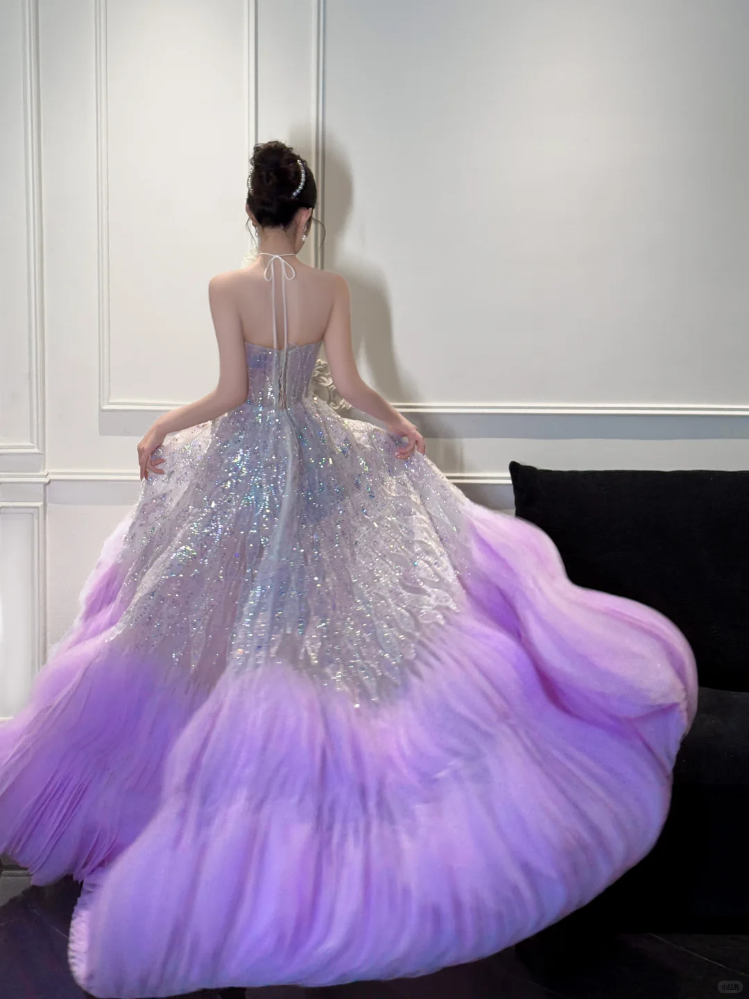 Stunning Ball Strapless Sequin Purple Tulle Long Prom Dress Party Dress SH4689