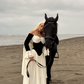 Classic White Black A Line Long Sleeve Velvet Chiffon Long Prom Dress Evening Dress SH3790