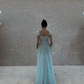 Baby Blue A Line Exquisite Beaded Tulle Prom Dress Wedding Guest Dress SH4723