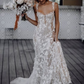 Elegant Long Mermaid Lace Applique Prom Dress Wedding Dress Evening Dress SH1079