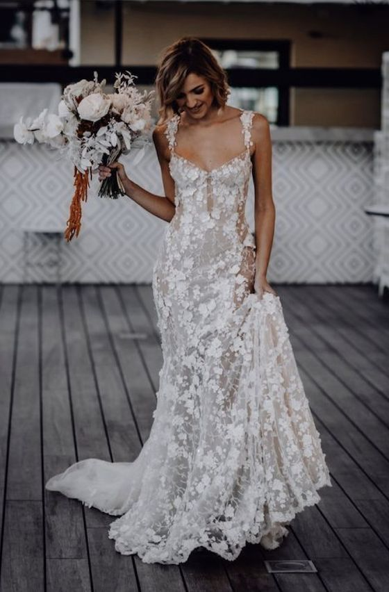 Elegant Long Mermaid Lace Applique Prom Dress Wedding Dress Evening Dress SH1079
