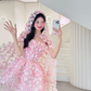 Stunning A Line Strapless Flower Pink Tulle Short Homecoming Dress Cocktail Dress SH2994