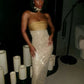 Shiny Sheath Strapless Long Yellow Sequin Satin Party Dresses Prom Dresses SH2898