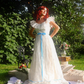 Princess A Line Off the Shoulder Embroidered White Tulle Party Dress Evening Dress SH2780