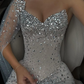 Shiny Sheath Exquisite Rhinestone Tulle Long Prom Dress Evening Dress SH4624