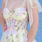 Light Yellow A Line Colorful Appliques Tulle Prom Dress Party Evening Dress SH7221