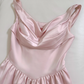 Gentle Pink A Line Straps Pleated Satin Homecoming Dress SH4507
