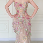 Luxurious Mermaid Strapless Floral Sequin Tulle Long Prom Dress Evening Dress SH5843