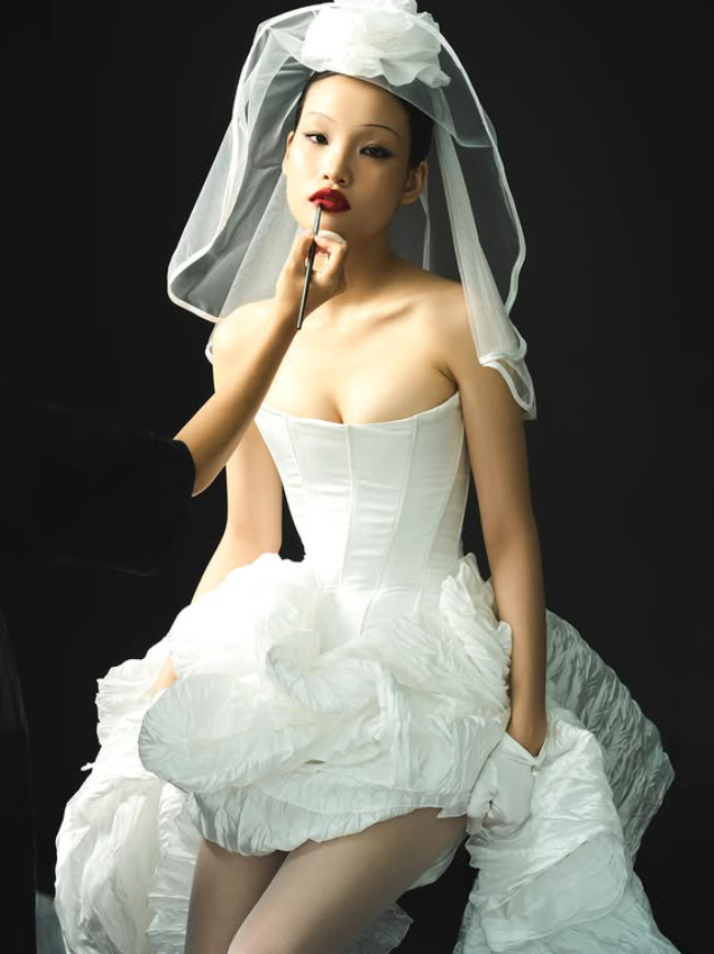 Unique A Line Strapless Corset White Satin Wedding Dress SH4527