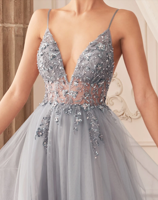 Pink Gentle  Exquisited Beaded Tulle Prom Dress Long Prom Dresses Evening Dress S405