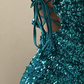 Cute Blue Sheath Spaghetti Straps Sequin Short Prom Dress Homecoming Dress Outfits SH6842