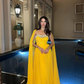 Yellow A Line Spaghetti Straps Rhinestone Chiffon Long Prom Dress Evening Dress SH4266