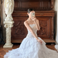 Vintage Princess White A Line Layered Lace Satin Long Prom Dress Evening Dress SH5658