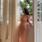 Elegant Mermaid Spaghetti Strap Orange Lace Long Prom Dress SH4569