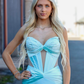 Sweety Baby Blue Mermaid Strapless Beaded Satin Slit Long Prom Dress Evening Dress SH7226