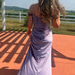 Purple Mermaid Off-the-shoulder Velvet Long Corset Prom Dress with Slit SH1655