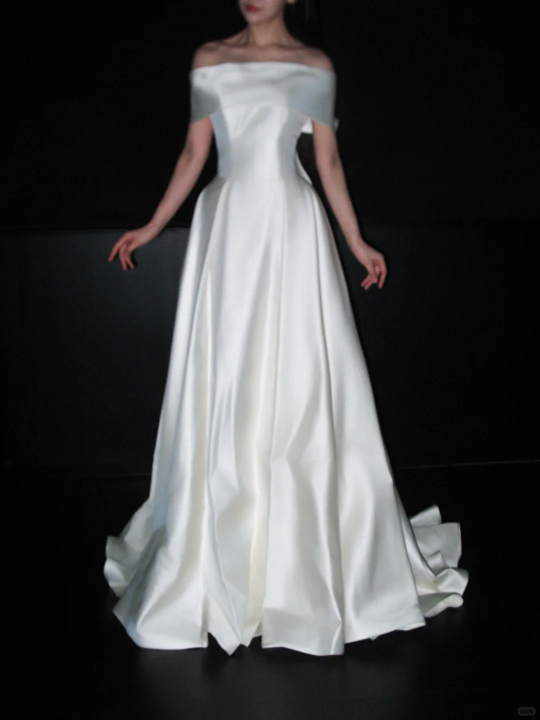 Vintage A Line Off the Shoulder White Simple Satin Long Wedding Dress SH8927