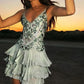 Vintage A line Spaghetti Straps Light Mint Green Chiffon Formal 8th Grade Homecoming Dress SH3386