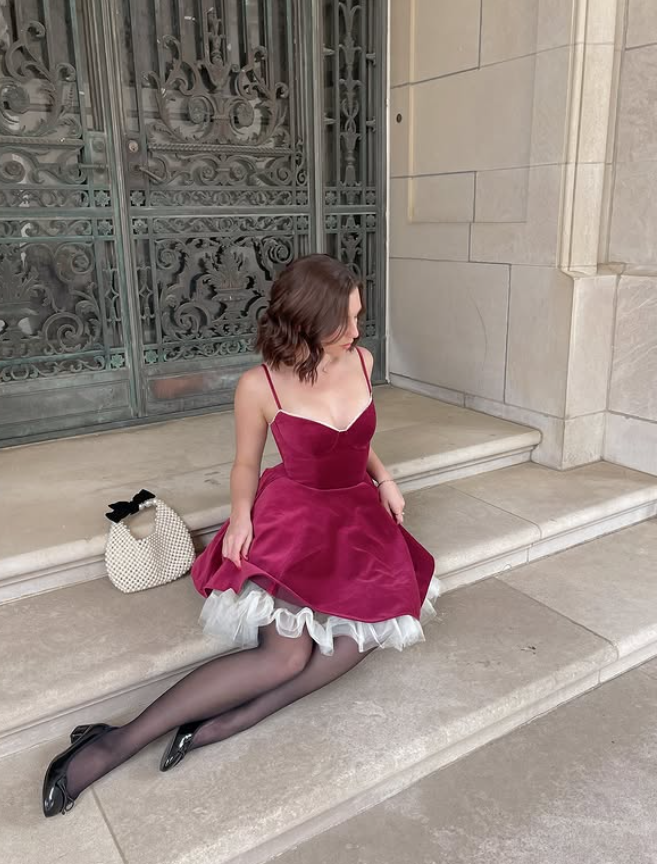 Burgundy A Line Spaghetti Strap Simple Velvet Short Homecoming Dress Outfits SH4863