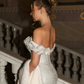 Shiny Mermaid Off the Shoulder White Sequin Long Sweep Prom Dress Party Dress SH6429