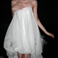 Cute A Line Strapless White Tulle Long Sweep Wedding Dress SH5979