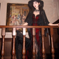 Sexy Mermaid Straps Black Lace Burgundy Satin Long Prom Dress Party Dress SH5018