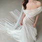 High-class Ball Gown Off the Shoulder Tulle Long Wedding Dress SH4753