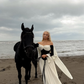 Classic White Black A Line Long Sleeve Velvet Chiffon Long Prom Dress Evening Dress SH3790