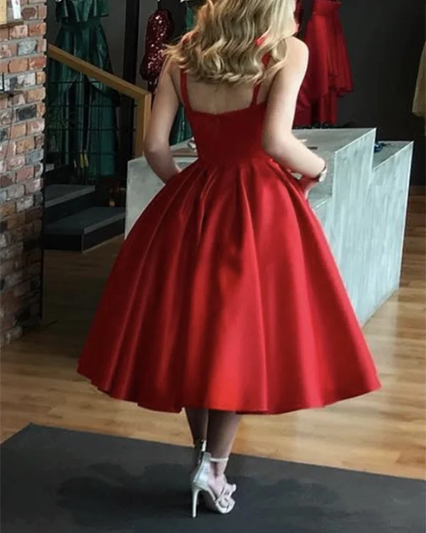 Red Popular Sweetheart Midi Homecoming Dress SH643
