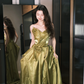 Pretty Green A Line Sweetheart Neck Pleated Satin Evening Dress Party Dress SH3480