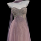 Purple A Line Sweetheart Neck Exquisite Beaded Tulle Long Prom Dress SH5001