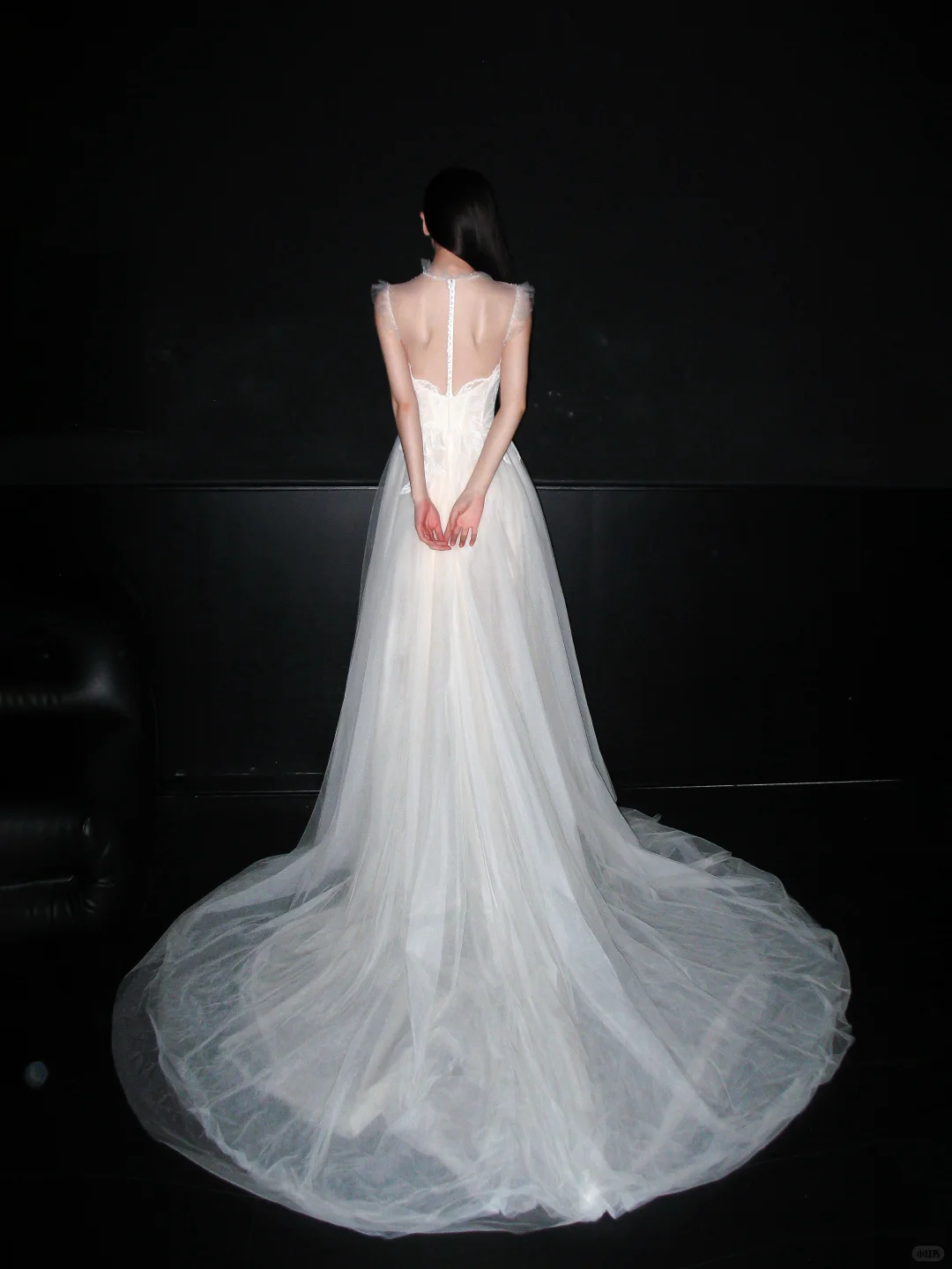 New A Line High Neck White Lace Tulle Long Wedding Dress SH8919