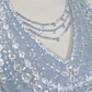 Dreamy Baby Blue A Line Halter Sequin Beaded Tulle Long Prom Dress Party Dress SH4362