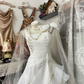 Vintage A Line Straps Beaded White Layered Organza Long Prom Dress SH5243