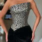 Sexy Black Mermaid Strapless Sequin Velvet Prom Dress Evening Dress SH6130