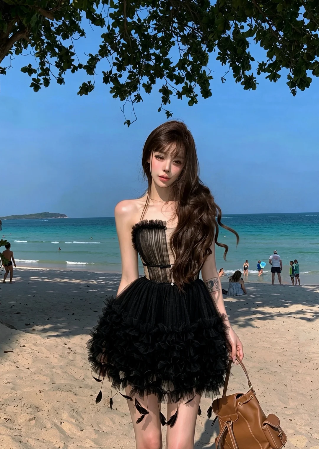 Black Swan A Line Strapless Tulle Short Homecoming Dress Outfits SH5829