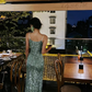 Dazzling Green Sheath Spaghetti Straps Sequin Prom Dress Evening Dress Date Dress SH5642