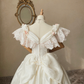 Sweety Retro Ball Gown Off the Shoulder Light Pink Rose Lace Satin Wedding Dress Prom Dress SH5891