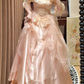 Stunning Light Pink A Line Long Sleeve Lace Organza Prom Dress SH5653